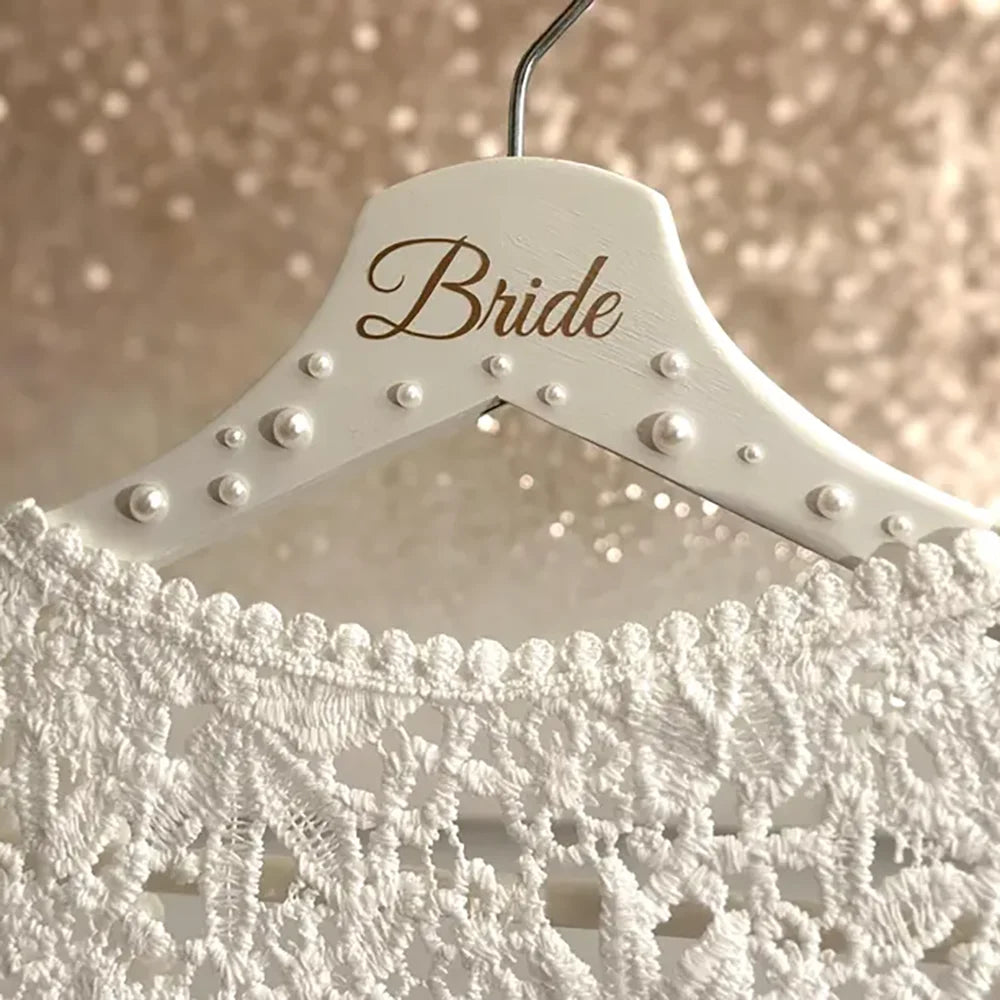 Pearl “Bride” Wooden Wedding Dress Hanger – Bridal Shower & Getting Ready Gift