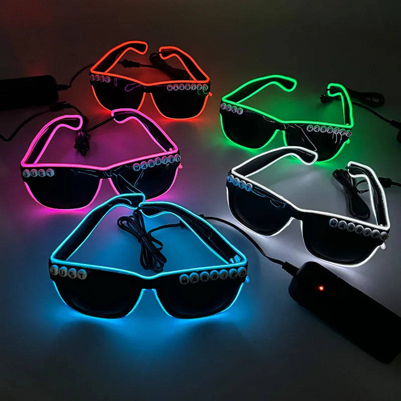 LED Glowing "Just Married" Heart Glasses – Bridal Party & Wedding Celebration Novelty Sunglasses
