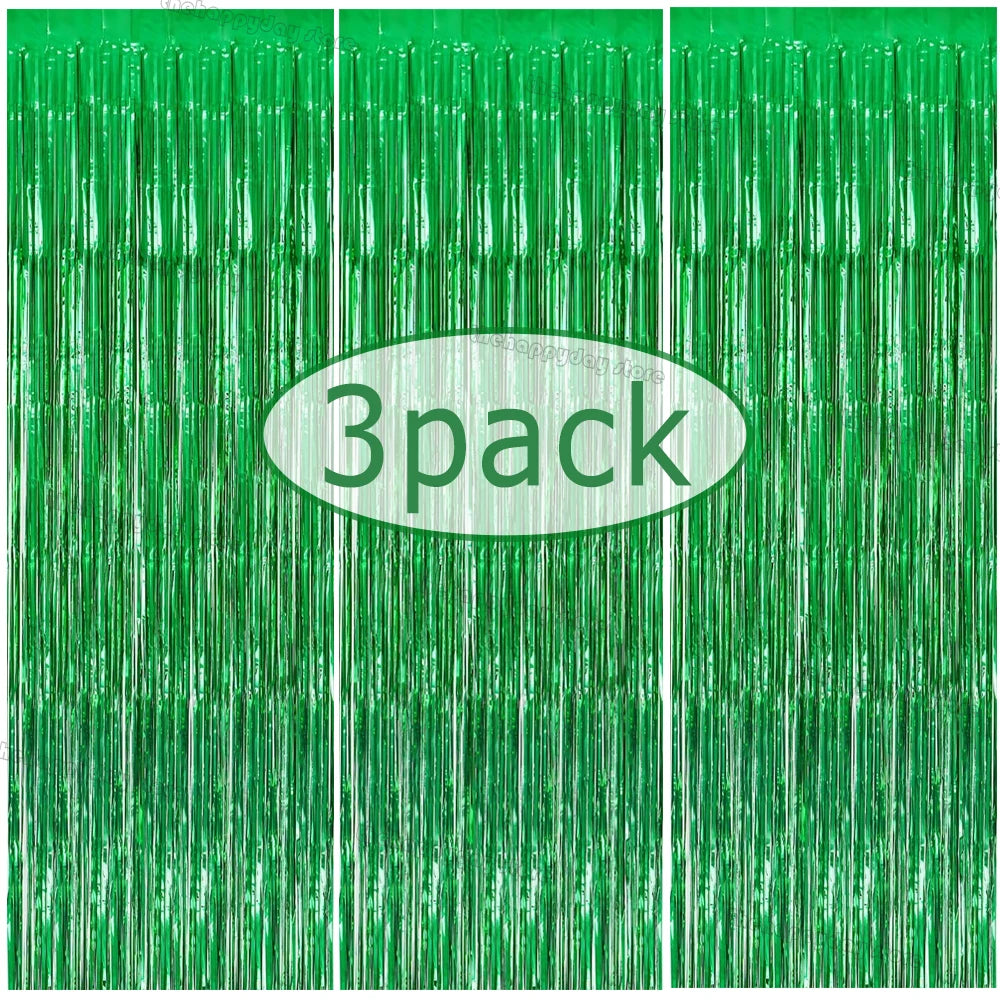 3-Pack Metallic Foil Tinsel Fringe Curtains | Glitter Party Backdrop for Bachelorette, Bridal Shower & Wedding Décor