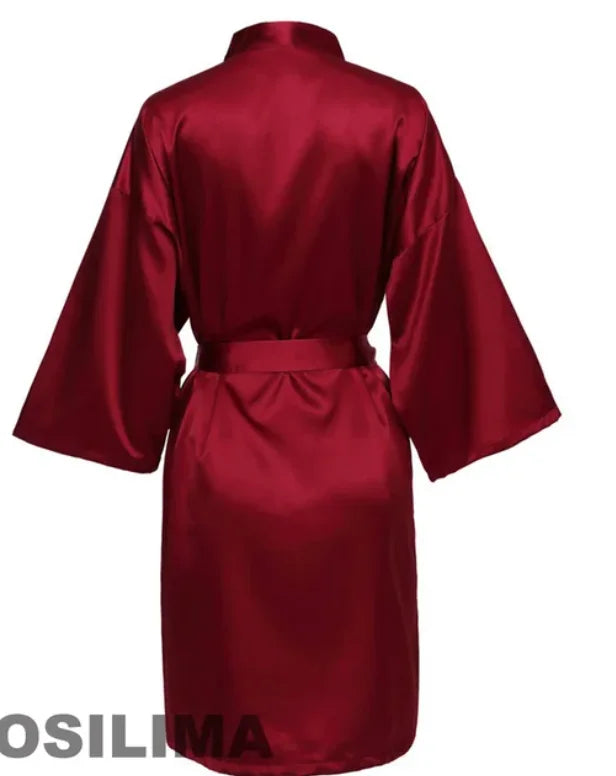 Satin Kimono Bridesmaid Robe | "Team Bride" Bridal Party Robe