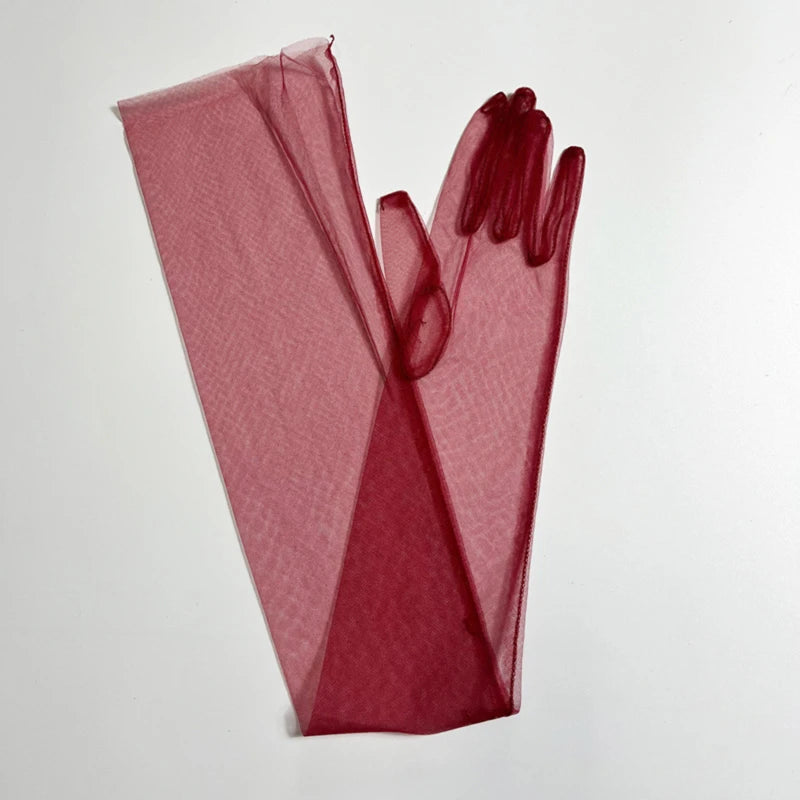 Women's Long Sheer Tulle Bridal Gloves – Elbow Length | Multiple Colors
