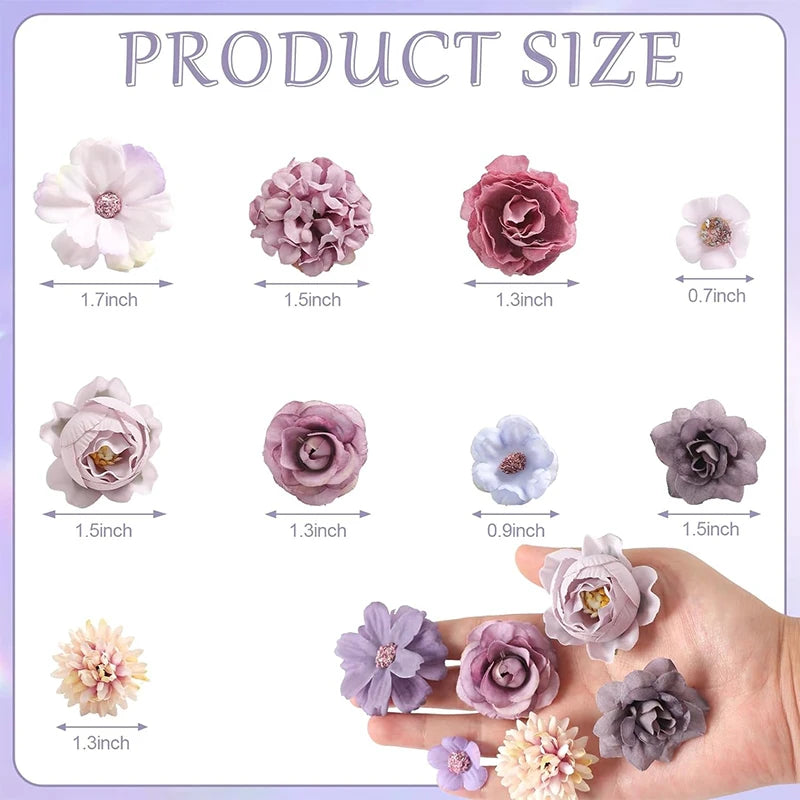 Purple Silk Rose Flower Heads – Set of 20 | Wedding & Bridal DIY Décor