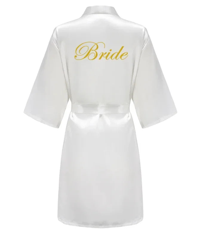 Satin Kimono Bridesmaid Robe | "Team Bride" Bridal Party Robe