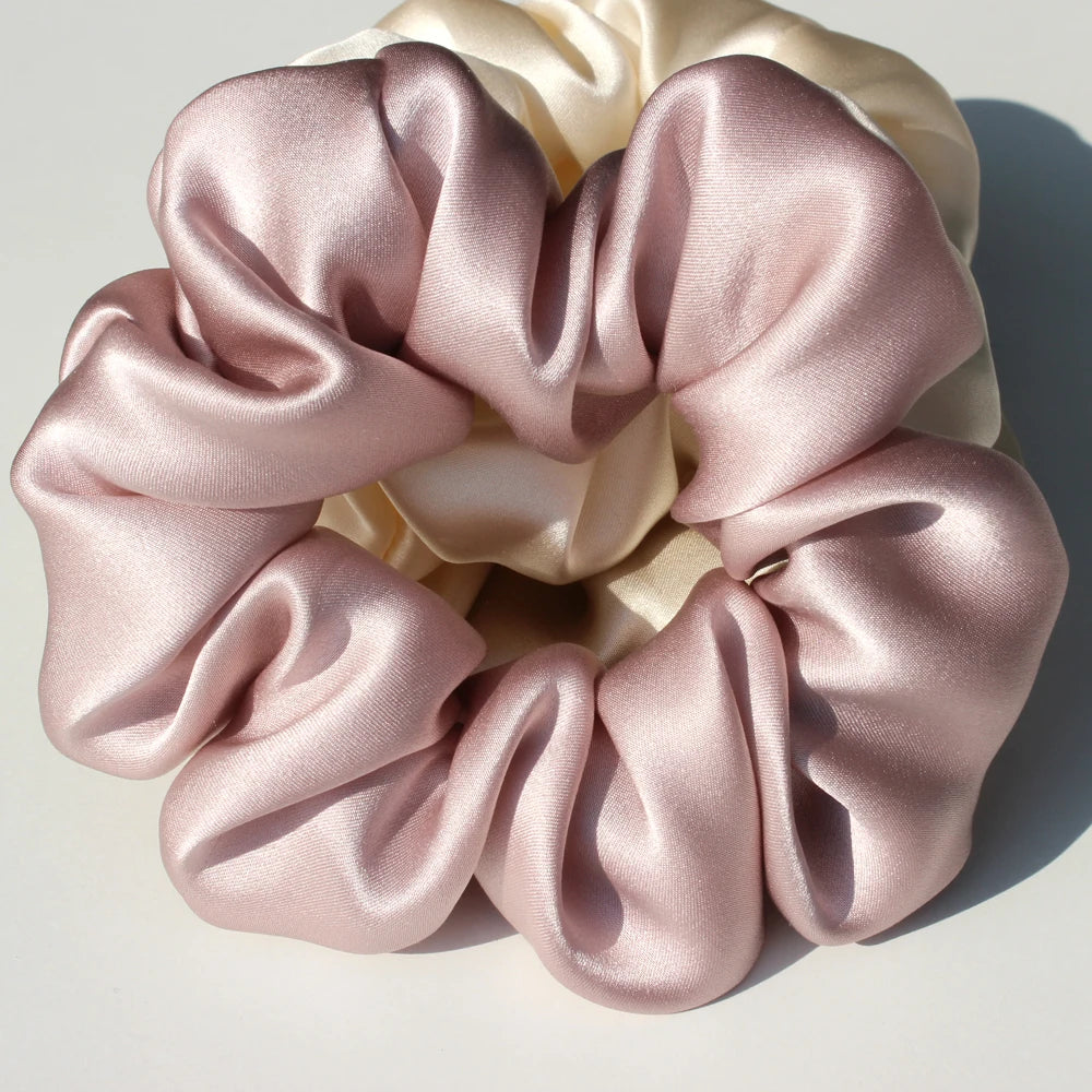 100% Mulberry Silk Hair Scrunchies — Soft Elastic Ponytail Holders for Women