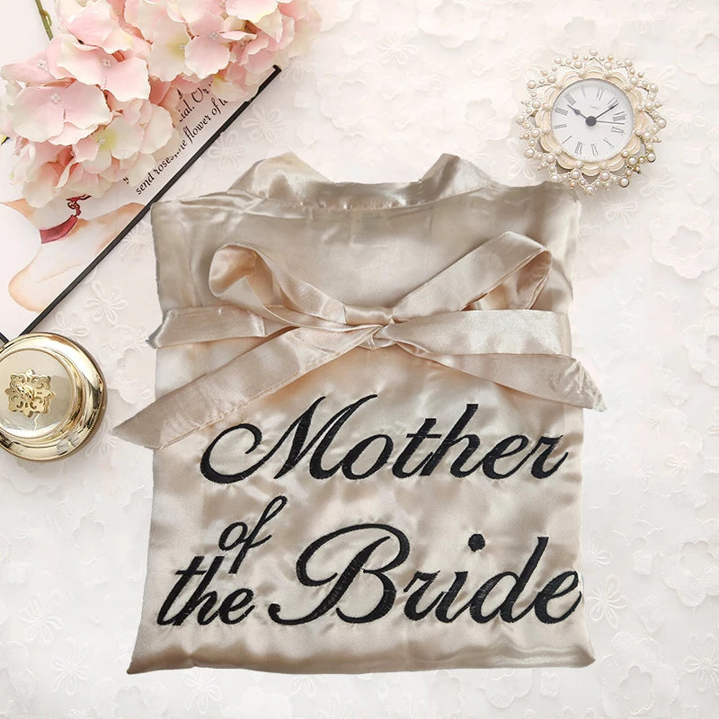 Bridal Party Satin Kimono Robe – Embroidered “Bride” & “Bridesmaid” Wedding Sleepwear