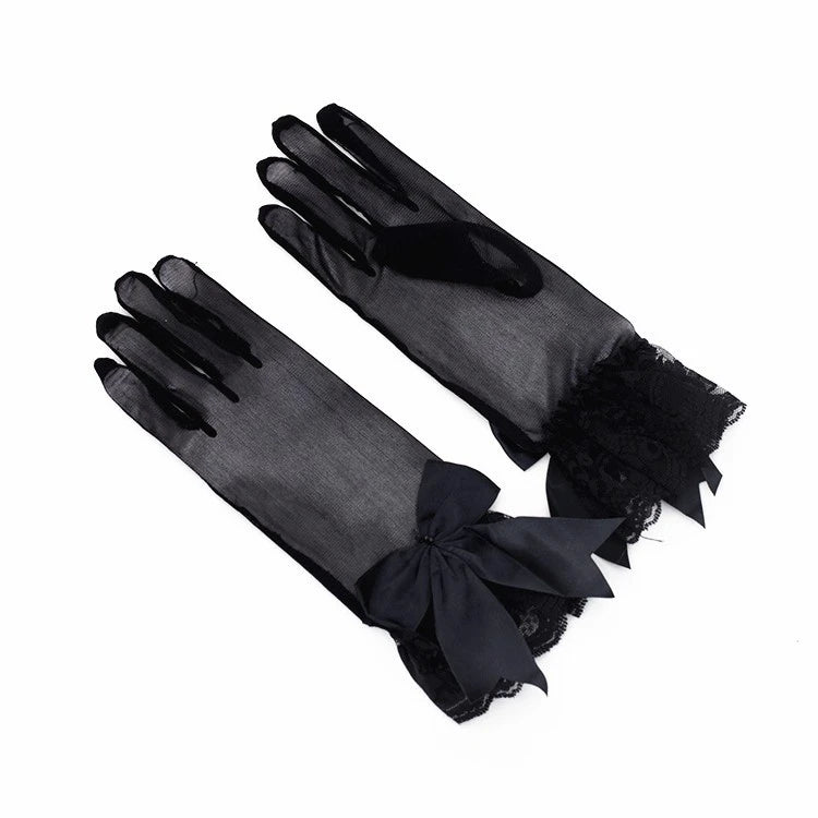 Women's Satin Lace Bow Bridal Gloves – Wrist Length | Wedding & Party Accessory