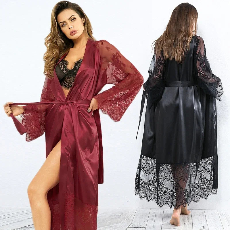 Satin Kimono Bridesmaid Robe | Long Ankle-Length Bridal Party Robe