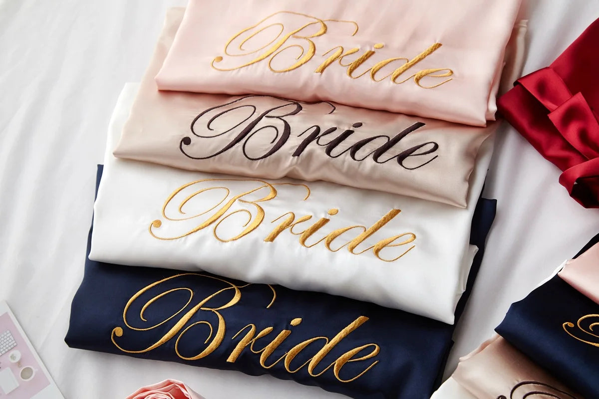 Floral Kimono Bridesmaid Robe | Short Satin Bridal Dressing Gown