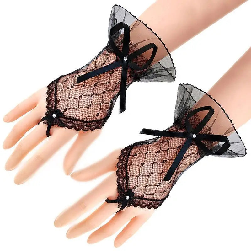 Elegant White Lace Fingerless Bridal Gloves – One Size