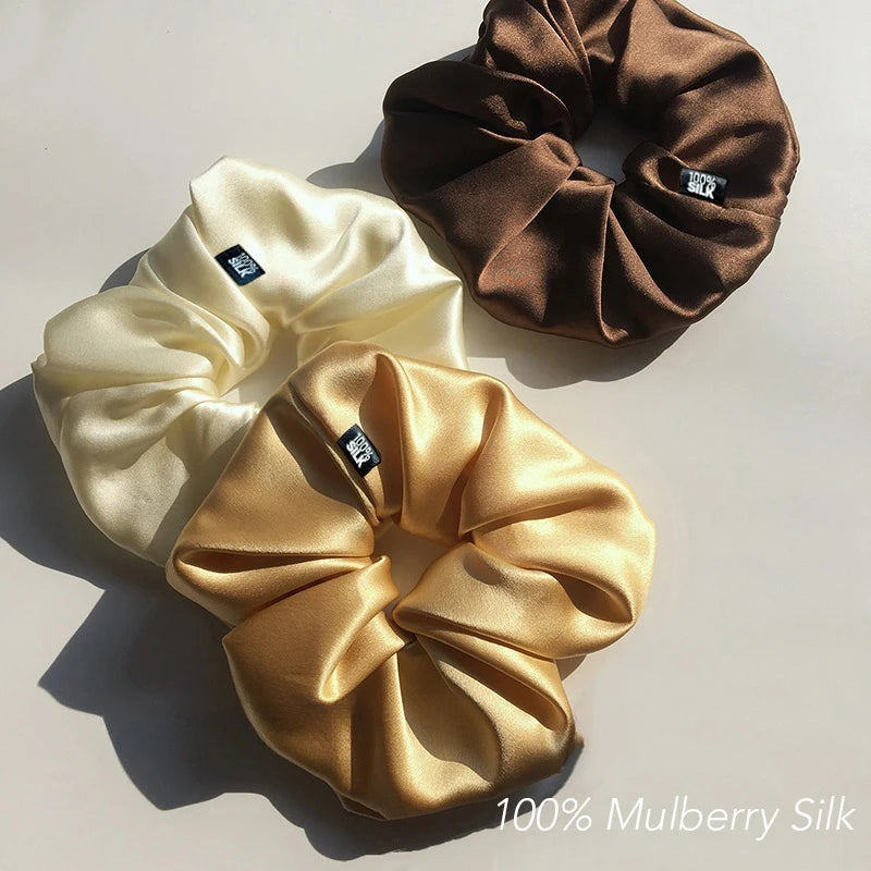 Luxury 100% Mulberry Silk Scrunchies — Hair Ties for Women