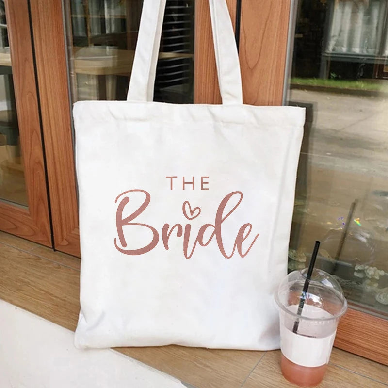 "Team Bride" Canvas Tote Bag | Bachelorette Party Shoulder Bag for Bridesmaids