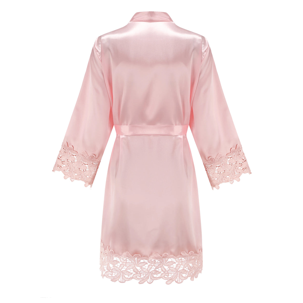 Rose Gold Satin Lace Bridesmaid Robe | Elegant Dressing Gown for Bride & Wedding Party — Bachelorette Gift