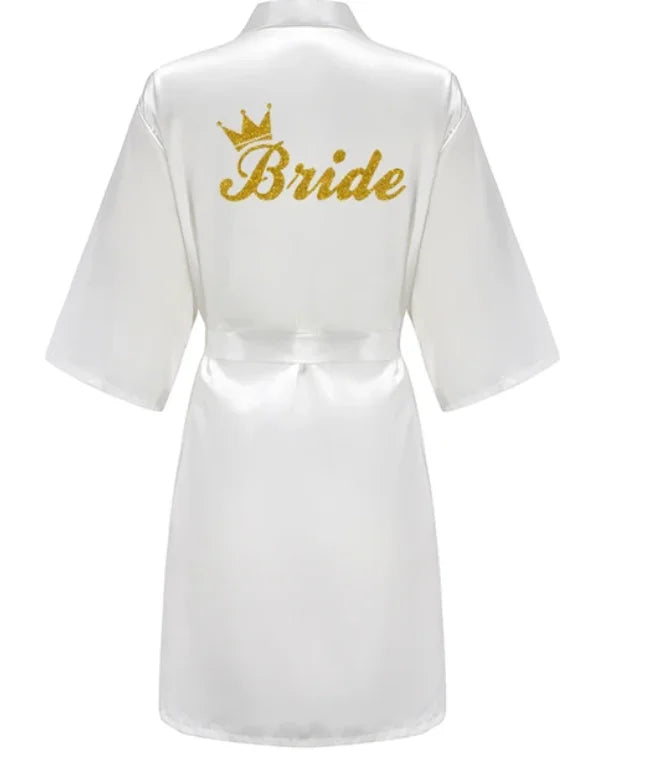 Satin Kimono Bridesmaid Robe | "Team Bride" Bridal Party Robe