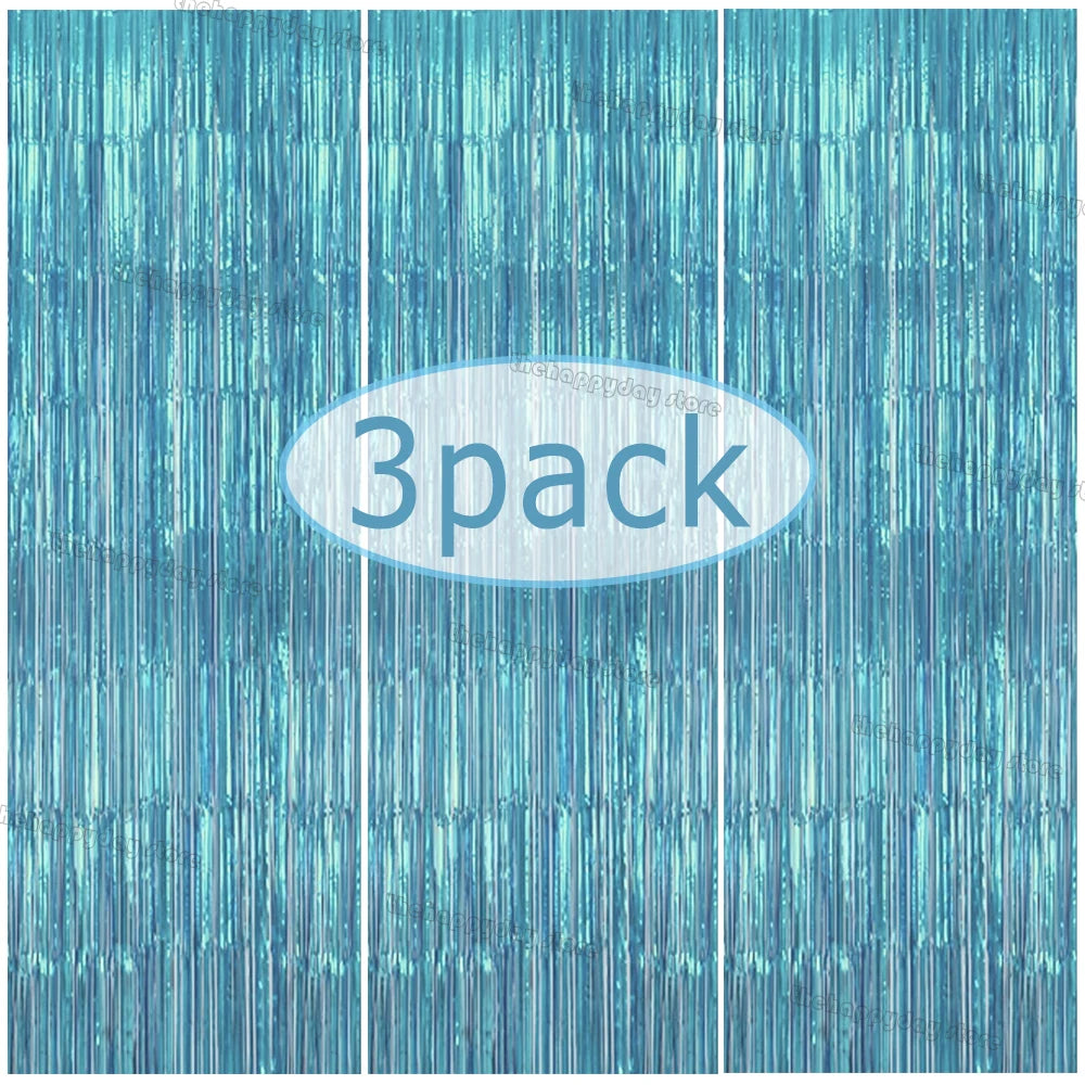 3-Pack Metallic Foil Tinsel Fringe Curtains | Glitter Party Backdrop for Bachelorette, Bridal Shower & Wedding Décor