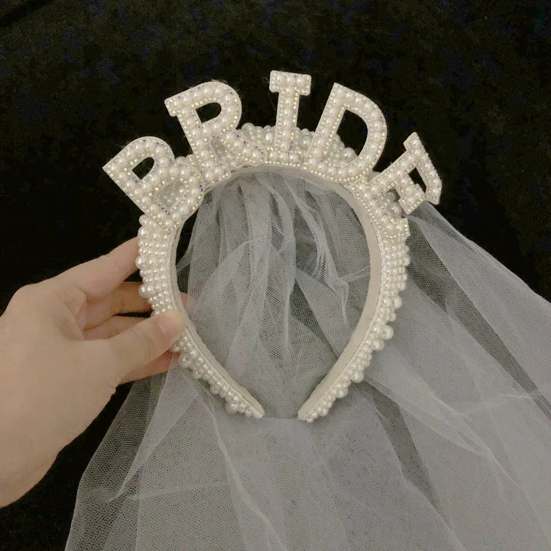 Bride To Be Pearl Crown Headband | Bridal Shower & Bachelorette Party Hair Accessory
