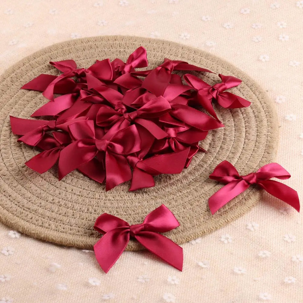 Colorful Satin Ribbon Bows – Small Polyester Wedding Bow Flowers for DIY Crafts & Decoration (100 pcs)