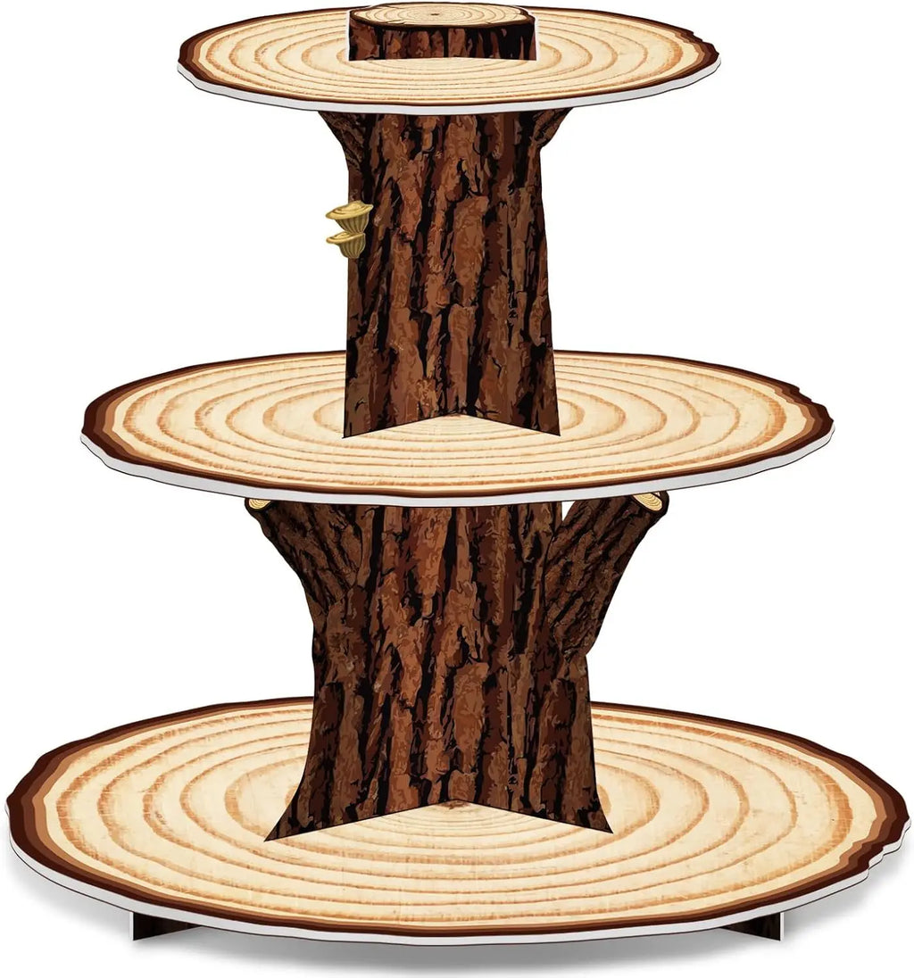 3-Tier Wooden Cupcake Stand | Rustic Wood Dessert Tower for Weddings, Baby Showers & Western Party Décor