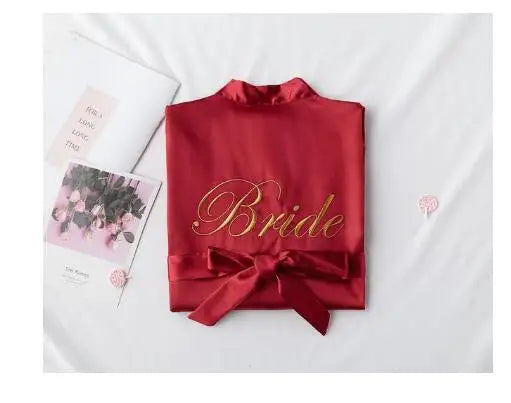 Floral Kimono Bridesmaid Robe | Short Satin Bridal Dressing Gown