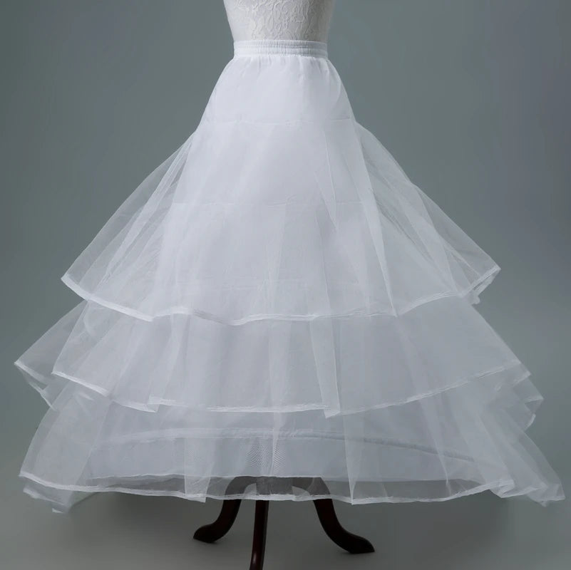 Bridal Crinoline Petticoat Underskirt | 2-Hoop Chapel Train | White & Black