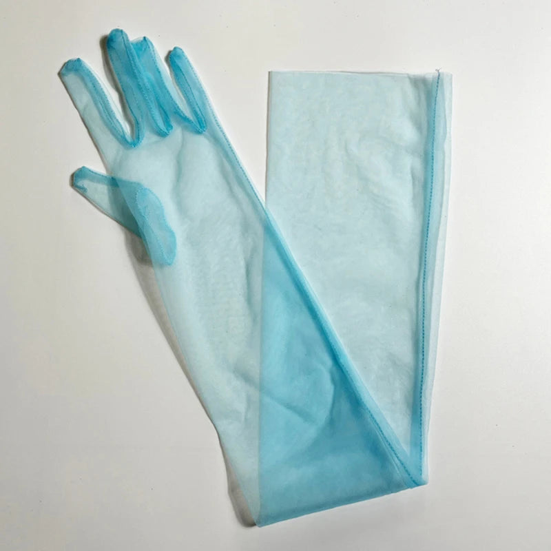 Women's Long Sheer Tulle Bridal Gloves – Elbow Length | Multiple Colors