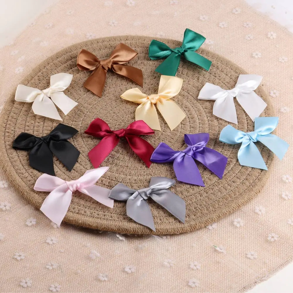 Colorful Satin Ribbon Bows – Small Polyester Wedding Bow Flowers for DIY Crafts & Decoration (100 pcs)