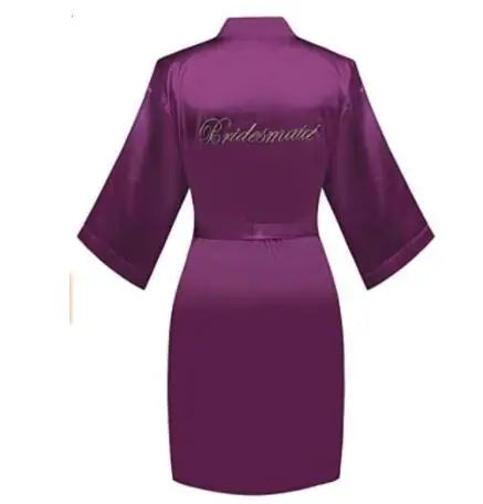 Floral Kimono Bridesmaid Robe | Short Satin Bridal Dressing Gown