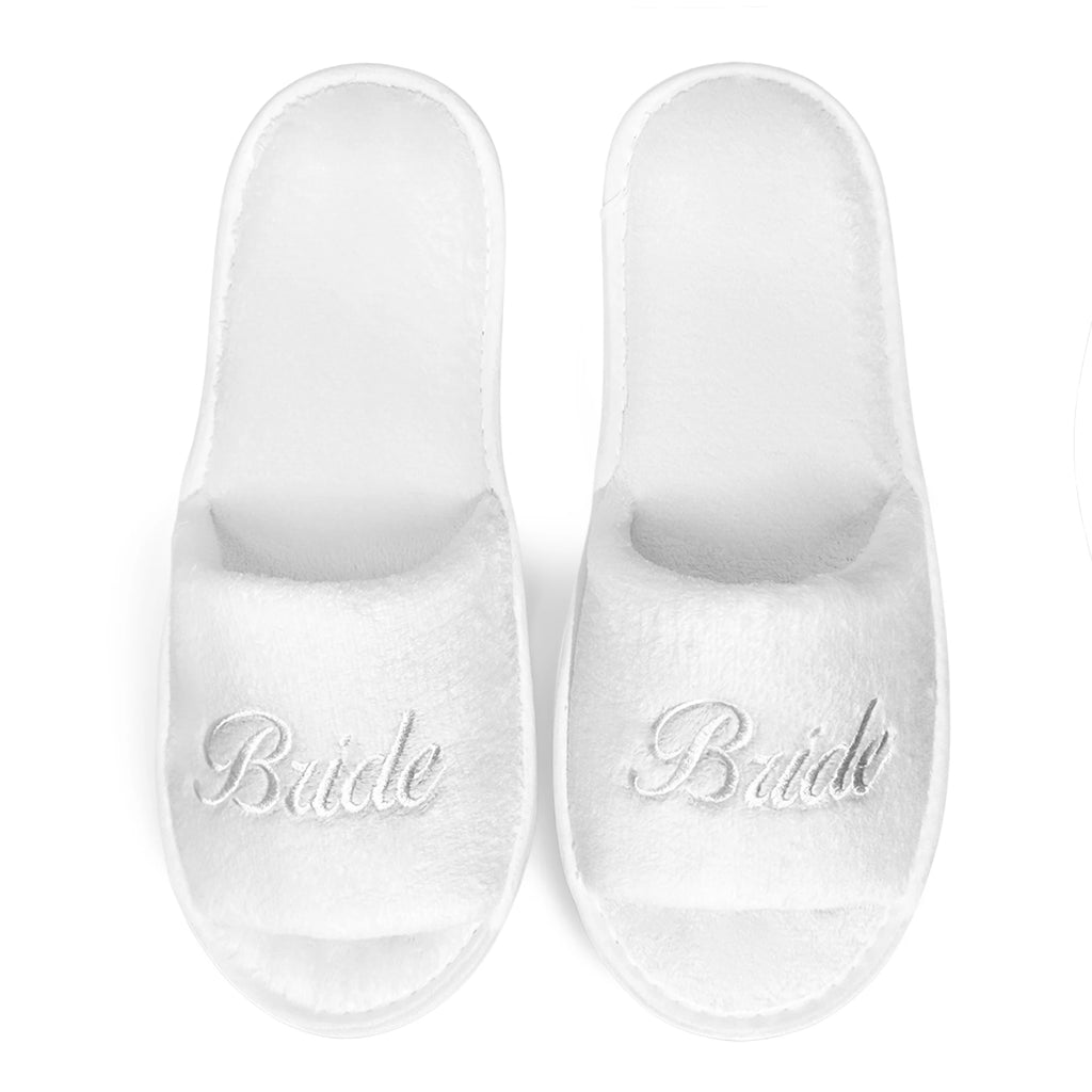 Bridal Party Slippers – Open-Toe Slide-On Wedding Shoes for Bride & Bridesmaids