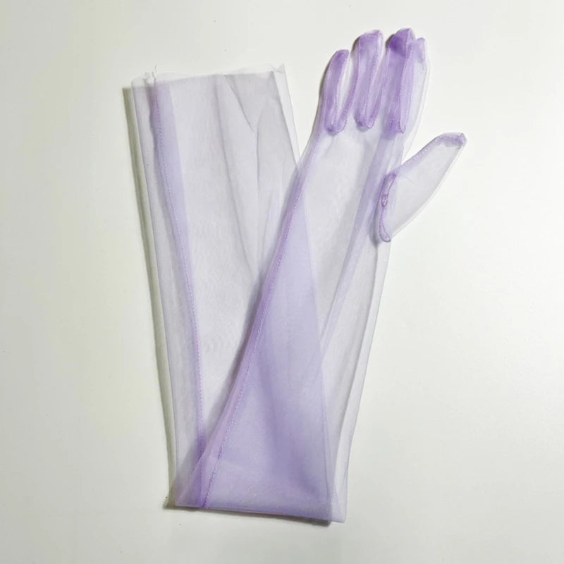Women's Long Sheer Tulle Bridal Gloves – Elbow Length | Multiple Colors