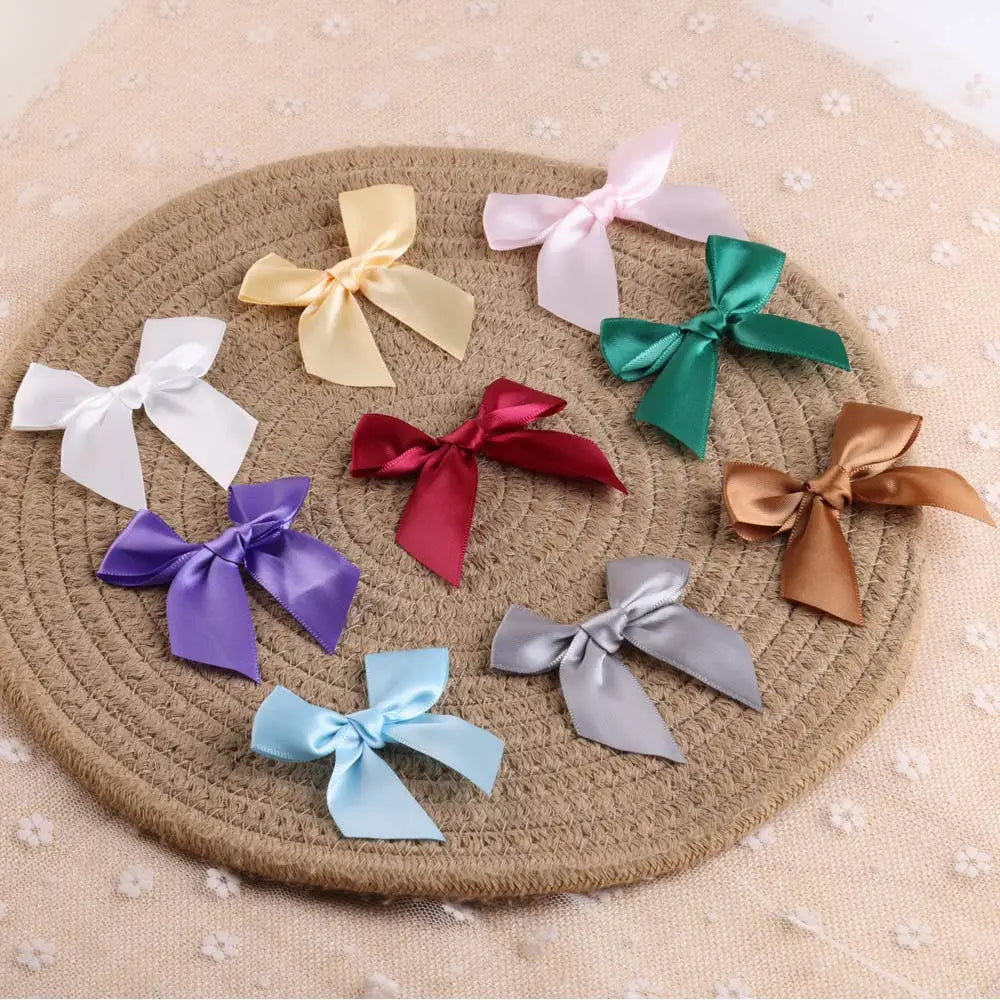 Colorful Satin Ribbon Bows – Small Polyester Wedding Bow Flowers for DIY Crafts & Decoration (100 pcs)