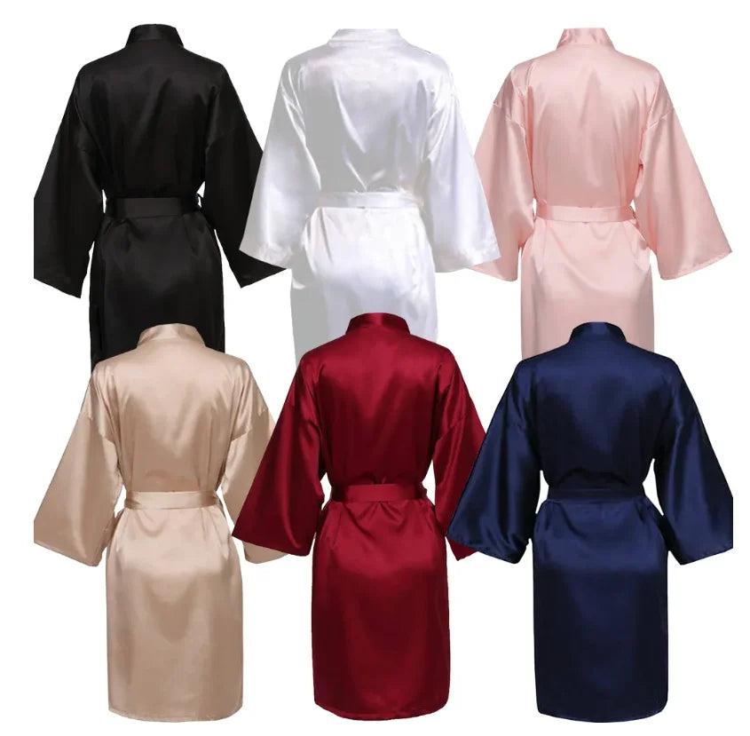 Satin Kimono Bridesmaid Robe | "Team Bride" Bridal Party Robe