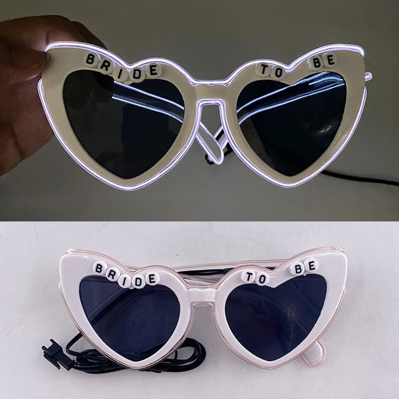 LED Glowing "Just Married" Heart Glasses – Bridal Party & Wedding Celebration Novelty Sunglasses
