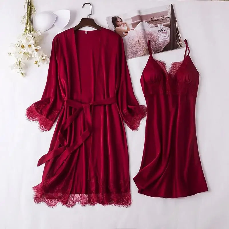 Bridal Satin Pajama Set – 5-Piece Bride Robe, Nightgown & Sleepwear Collection
