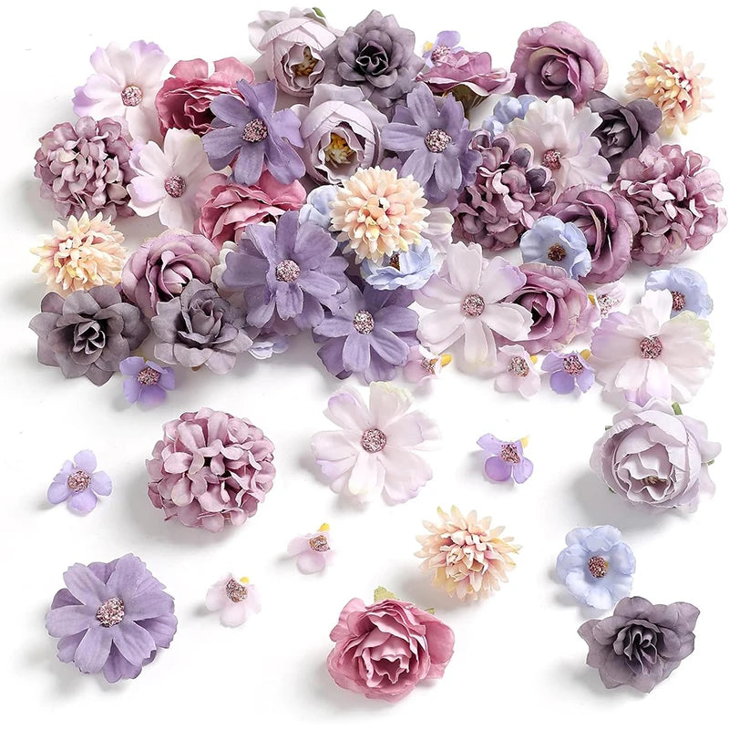 Purple Silk Rose Flower Heads – Set of 20 | Wedding & Bridal DIY Décor