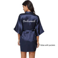 Satin "Team Bride" Kimono Robe | Mini Bridal Party Bathrobe with White Lettering