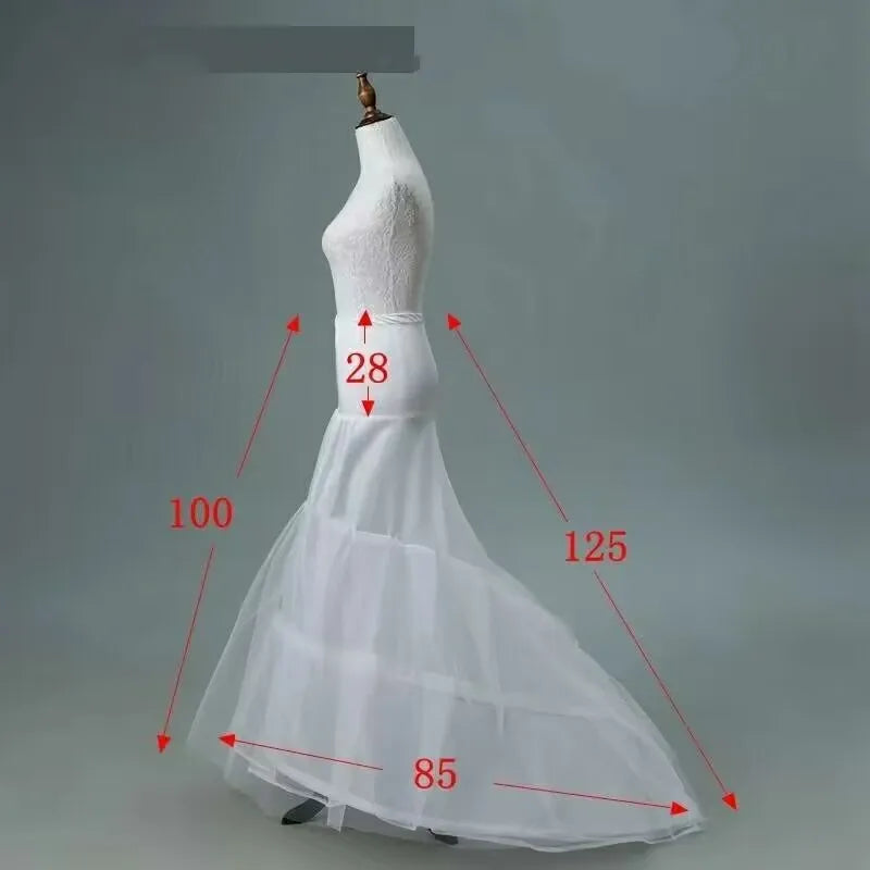 Bridal Crinoline Petticoat Underskirt | 2-Hoop Chapel Train | White & Black