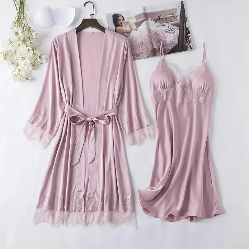 Bridal Satin Pajama Set – 5-Piece Bride Robe, Nightgown & Sleepwear Collection