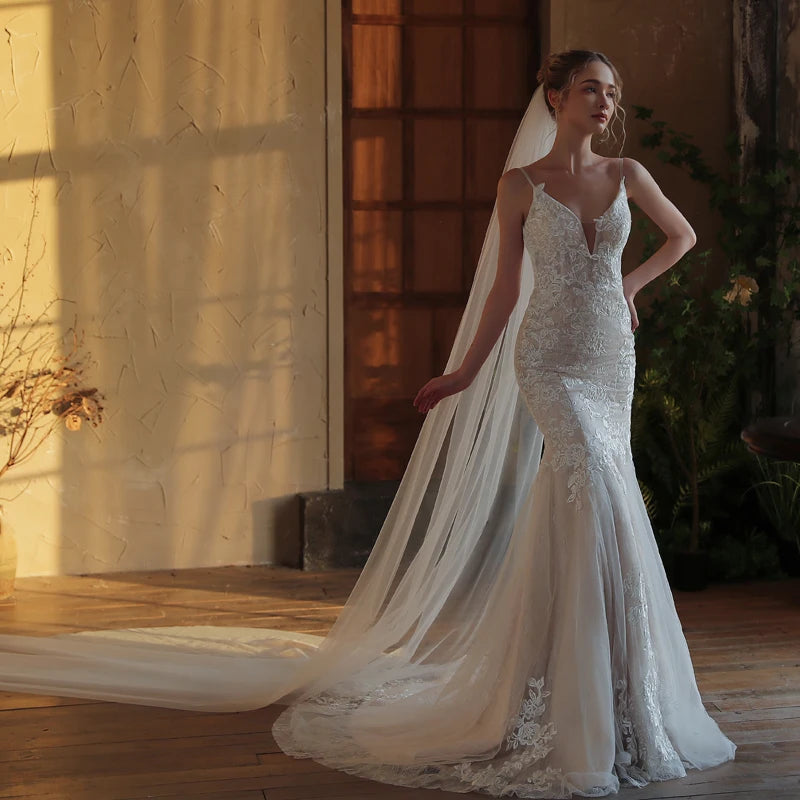 Romantic Single-Layer Bridal Veil with Comb – Long Train White Wedding Tulle Headpiece