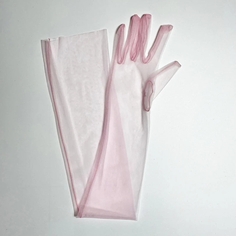 Women's Long Sheer Tulle Bridal Gloves – Elbow Length | Multiple Colors