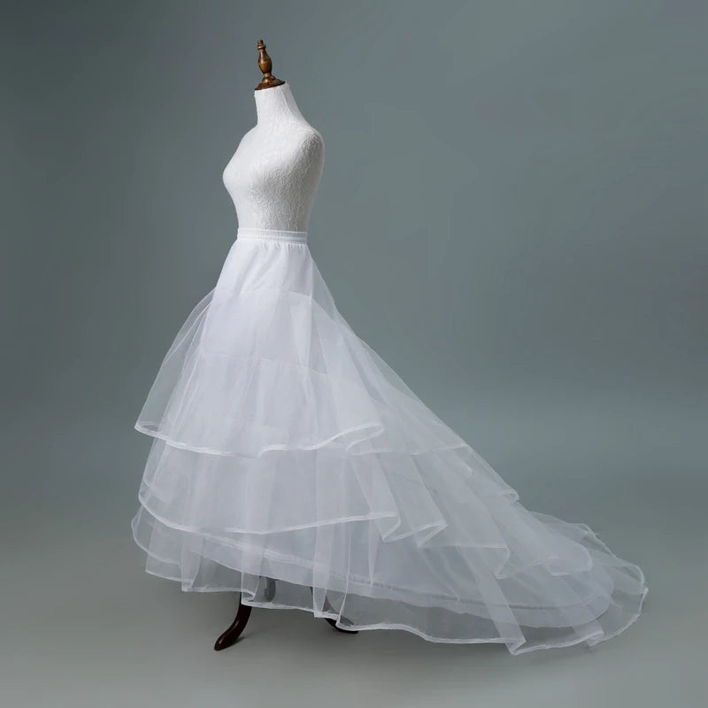 Bridal Crinoline Petticoat Underskirt | 2-Hoop Chapel Train | White & Black