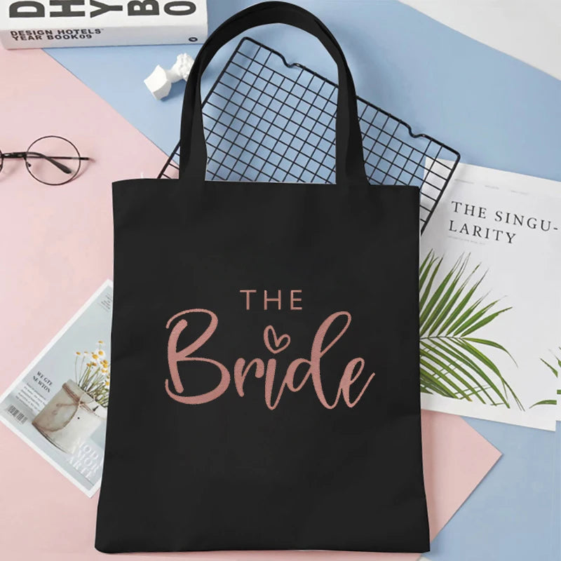 "Team Bride" Canvas Tote Bag | Bachelorette Party Shoulder Bag for Bridesmaids