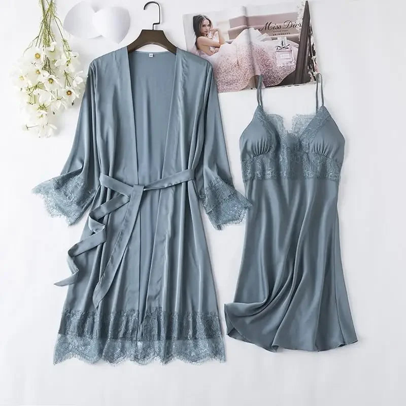 Bridal Satin Pajama Set – 5-Piece Bride Robe, Nightgown & Sleepwear Collection
