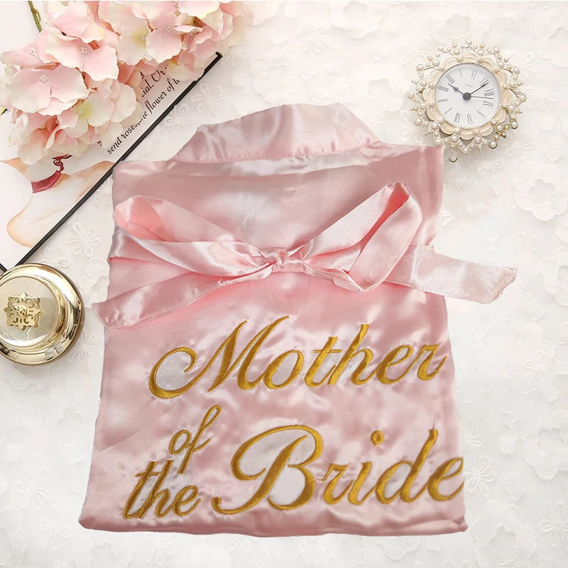 Bridal Party Satin Kimono Robe – Embroidered “Bride” & “Bridesmaid” Wedding Sleepwear