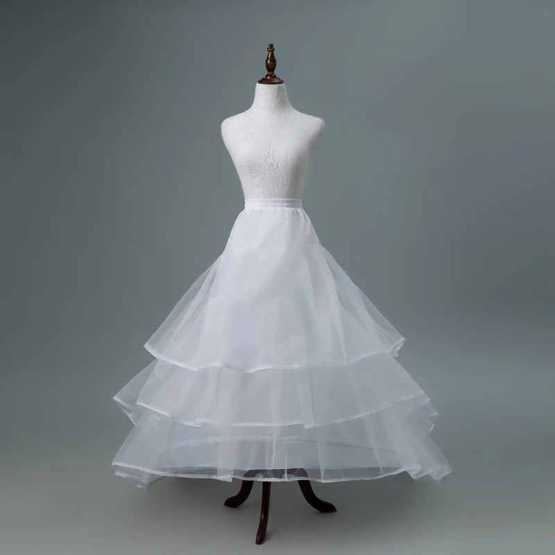 Bridal Crinoline Petticoat Underskirt | 2-Hoop Chapel Train | White & Black