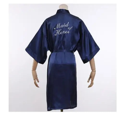 Floral Kimono Bridesmaid Robe | Short Satin Bridal Dressing Gown
