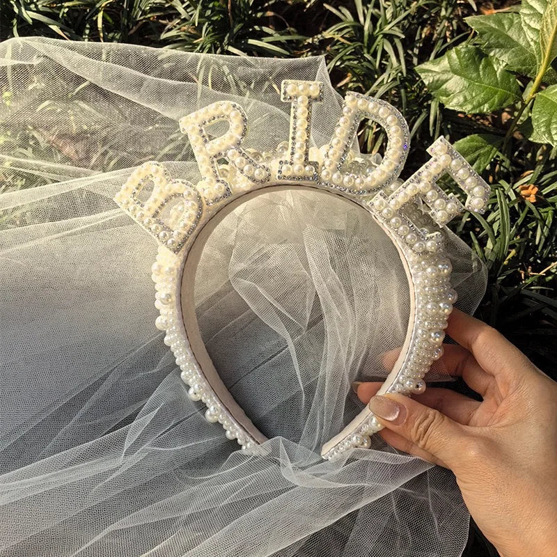 Bride To Be Pearl Crown Headband | Bridal Shower & Bachelorette Party Hair Accessory