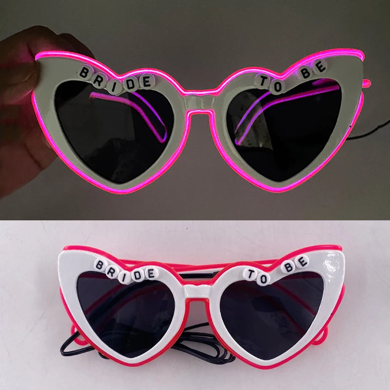 LED Glowing "Just Married" Heart Glasses – Bridal Party & Wedding Celebration Novelty Sunglasses