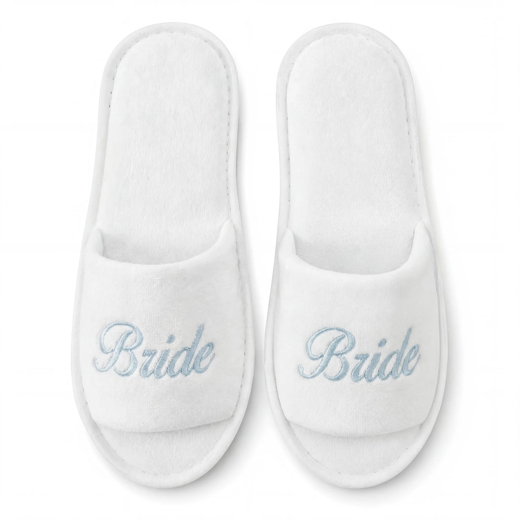 Bridal Party Slippers – Open-Toe Slide-On Wedding Shoes for Bride & Bridesmaids