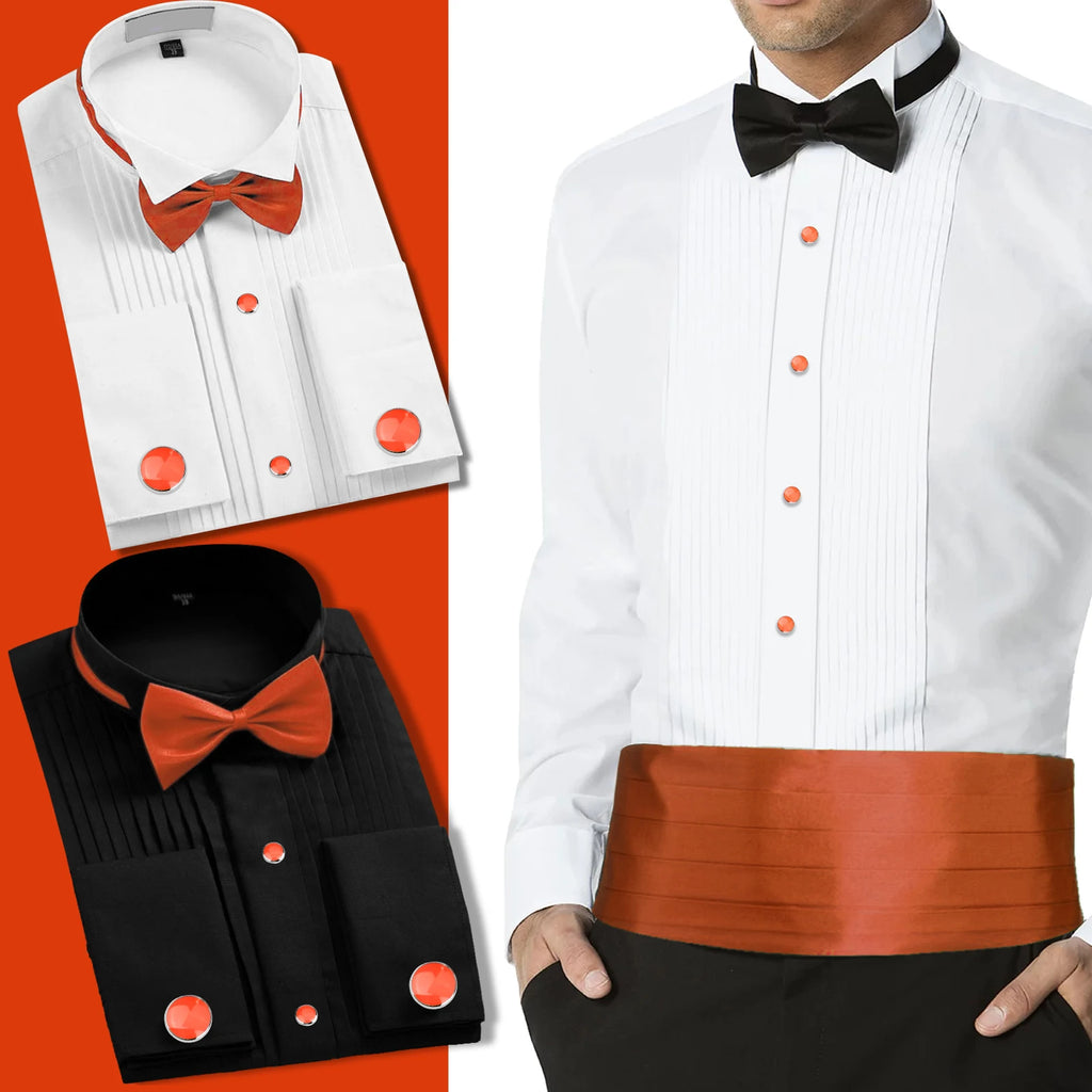 HAWSON Men’s Cufflinks & Tuxedo Studs Set – Black & Silver Wedding Formal Accessories