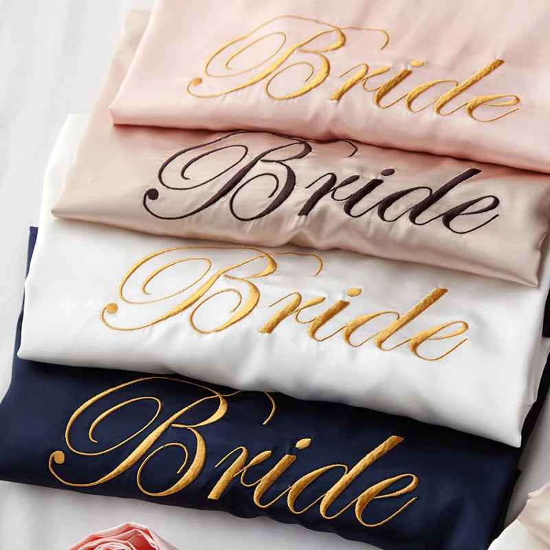 Floral Kimono Bridesmaid Robe | Short Satin Bridal Dressing Gown