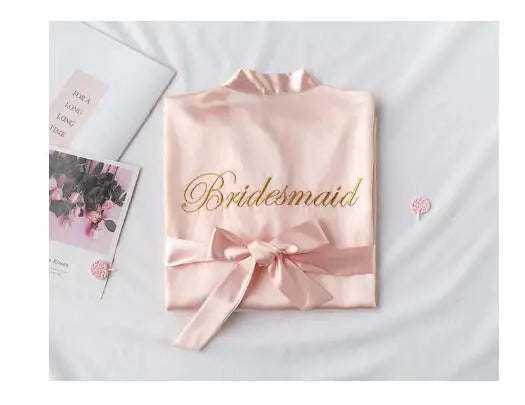 Floral Kimono Bridesmaid Robe | Short Satin Bridal Dressing Gown